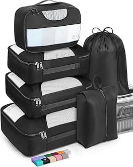 Veken 6 Set Packing Cubes for Suitcases and Carry on Luggage - Organizer Bags Set for Travel Essentials in 4 Sizes (Extra Large, Medium, Small)
