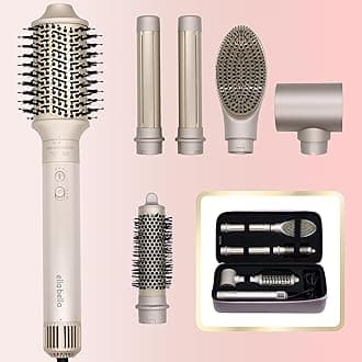 ELLA BELLA6 in 1 Professional Hot Air Styler • Powerful Hair Dryer & Straightener Set • Styling Without Heat Damage • Fast Drying Curling Volumizing Straightening • Includes Protective Travel Case