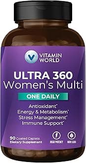 Vitamin World Ultra 360 Multivitamin for Women One Daily, Women's Multivitamin with Collagen, Ashwagandha & Antioxidants, Supplement with Vitamin A, B, C & D for Energy & Immune Support, 90 Caplets