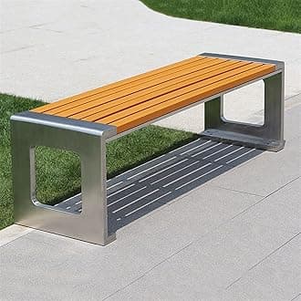 Outdoor Garden Bench Contemporary Plank Design Outdoor Dining Bench 59/63 Inch Park Bench Stainless Steel Bench Outdoor Plastic Wood Bench Leisure Seat Park Bench (Style : B)