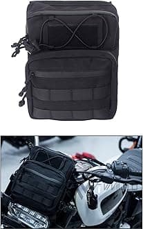 Universal Club Style Utility Molle Traveller Bar Handlebar T-Bar Bag Handle Bags, Fit For Harley Dyna Street Bob FXBB Softail Sportster, Tool Pouch Trunk Storage Bag, Black (DSCBB000-HD)