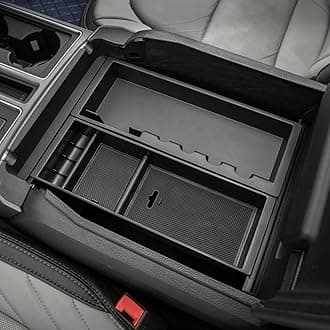PIMCAR Center Console Organizer Compatible with Ford F150 2021 2022 Armrest Insert Accessories ABS Tray Pallet Storage Box Container