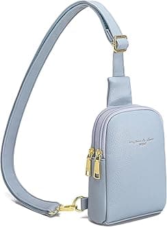 Travel Small Crossbody Sling Bags Valentines Day Gifts Women Her Cross Body Purses Vegan Leather Birthday, Light Blue, Small