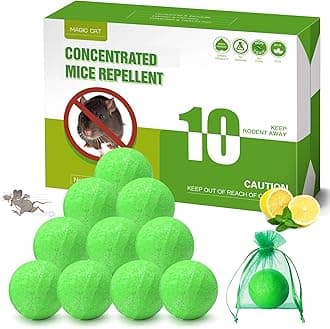 MAGIC CAT Rodent Repellent Peppermint Oil to Repel Mice & Rats, 10 Pack Natural Rat Deterrent for Indoor Home Pet Family Safe, Mouse Stopper for Car Engine RV Truck Garage Closet Boat Rodent Control