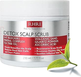 Scalp Scrub with Tea Tree Oil for Hair Growth | DHT Blockers, Volcanic Sand & Mineral Complex | Detoxifies, Exfoliates & Removes Flakes | Clears Build-Up for a Healthy Scalp | 7.77 fl oz