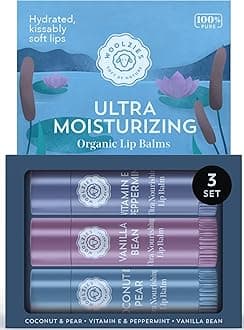 Lip Balm Set: All-Natural Shea Butter, Beeswax, Coconut Oil, Vitamin E Infused Lip Moisturizer Care (3 Pack, Ultra Moisturizing)