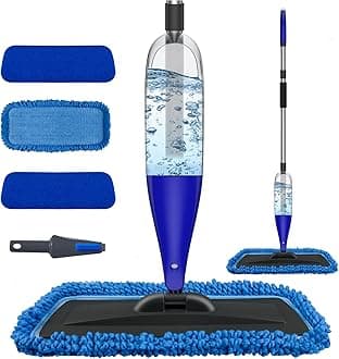 CLDREAM Spray Mop for Floor Cleaning with 3pcs Washable Pads - Wet Dry Microfiber Mop with 800 ml Refillable Bottle for Wood Floor Hardwood Laminate Ceramic Tiles Floors Dust Cleaning (Blue)
