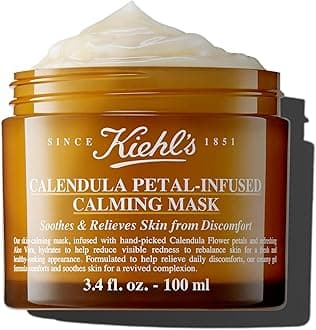 Kiehl's Calendula Petal Infused Calming Mask, Hydrating & Soothing Gel Face Mask for All Skin Types, Refreshes Dry Skin, with Calendula & Aloe Vera, Paraben-free, Fragrance-free