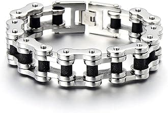 Heavy Sturdy Mens Motorcycle Chain Bike Chain Bracelet of Stainless Steel Silver Color Polished