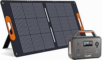 ALLWEI 300W Solar Generator with 100W Solar Panel Included, 280Wh Portable Power Station with AC Outlet USB Port, Solar Powered Battery Generator for Outdoor Camping, Home Backup, Power Outage