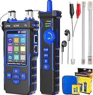 NF-8508 Network Cable Tester with 7 wavelength Optical Power Meter,RJ11 RJ45/PoE Tester/CAT5 CAT6/NCV,Network Tool with Lithium Battery
