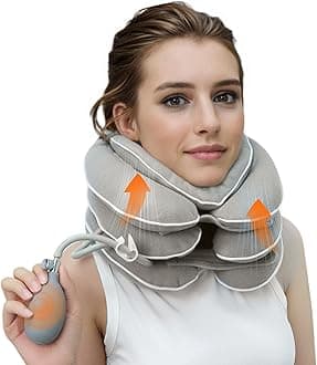 Neck Stretcher with Neck Brace,Cervical Traction Neck Device,Neck Relief Tool,Adjustable Inflatable Cervical Brace,Home Use Neck Decompression New Technology Breathable Fabric Washable&Colorfast