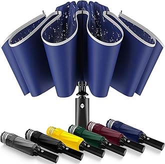 Travel Umbrella Superior, Beautiful & Compact, Large Strong but Light Portable and Automatic Folding Rain Umbrella, Premium Grip, Fits Car & Backpack