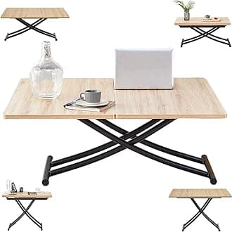 Height Adjustable Folding Table, Converts Between Coffee & Dining Table, with Strong Metal Legs and Wooden Surface, Multi-Functional for Modern Small Spaces Dining/Living/Bedrooms