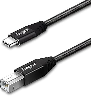 Fasgear Type C to USB B Cable, Nylon Braided Printer Scanner Cord with Metal Connector Compatible with HP, Canon, Printers and More (10ft, Black)