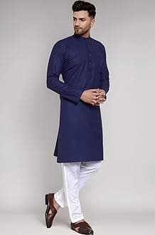 Multi Colored Cotton Plain Men's Ethnic Kurta Only