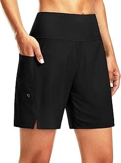 G Gradual Women's 7" Long Swim Board Shorts High Waisted Quick Dry Beach Swimming Shorts for Women with Liner Pockets