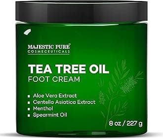 Majestic Pure Tea Tree Oil Foot Cream, Warming Cream - Calluses, Dry Cracked Feet, Hands, Heels, Elbow, Nails, and Knees - Softens & Moisturizes Skin - 8 oz