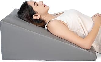 FOVERA Bed Wedge Pillow with Memory Foam, Back Support Cushion for Acid Reflux, GERD, Snoring, Post Surgery, Pregnancy and Relaxing in Bed (Velvet Grey, Large - 26 x 24 x 11 Inch, Pack of 1)