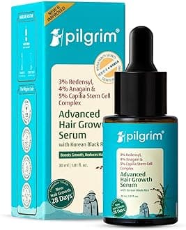 Pilgrim Redensyl 3% + Anagain 4% + Baicapil Advanced Hair Growth Serum (30ml) for Scalp with Korean Black Rice, Saw Palmetto | Control Hair Fall, Stimulate Hair Regrowth, Hair (30ml, (Pack of 1))