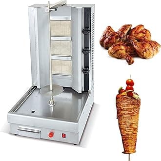 Kebab Machine Gas Vertical Grill Smokeless Barbecue Grill Stoves Stainless Steel with Burners 360° Rotation Automatic Kebab Machine for Shawarma, Chicken Roaster, Tacos Meat,style2