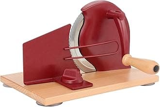 Manual Bread Slicer with Hand Crank- Adjustable Thickness Bread Cutter for Even Slices, Perfect for Homemade Sourdough, Sandwich, and More, Red