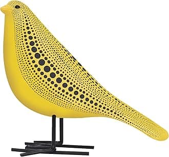 Quoowiit Figurines Home Decor, Chic Bird Figurine Shelf Decor, Animal Statues Bird Decor for Coffee Table, Desk, Tv Stand, Dining Table, Resin Art Decorative Sculpture with Polka Dots Design (Yellow)
