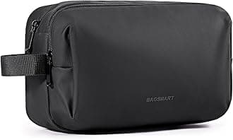 BAGSMART Toiletry Bag for Men, Travel Toiletry Organizer Dopp Kit Water-resistant Shaving Bag for Toiletries Accessories, Door Room Essentials,Black-basic