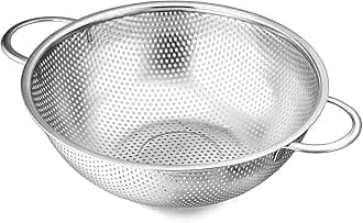 Stainless Steel Colander, 3-Quart Micro-Perforated Metal Colander Strainer with Handle for Kitchen/Draining Pasta/Rinsing Vegetables Fruits, Heavy Duty & Dishwasher Safe - 8.8 Inches