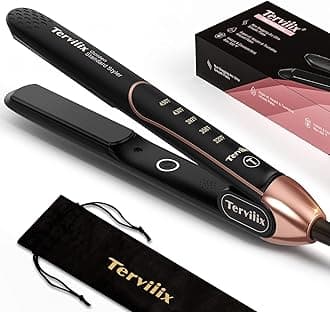 Terviiix Plancha De Cabello Professional 450°F, Non-Snagging Ceramic Flat Iron Hair Straightener 1 inch, 3X Less Damage Hair Iron Straightener and Curler, 15s Fast Heating, 5 Adjustable Heats