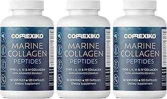 CORREXIKO Marine Collagen Supplement Pills - 1800mg Hydrolyzed Collagen Peptides per Serving with Added Hyaluronic Acid, Vitamin C & Minerals - for Hair, Skin & Nails - 360 Capsules 3 Month Supply