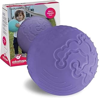 Edushape Texture-iffic Sensory Ball for Baby - 7” Purple Baby Ball That Helps Enhance Gross Motor Skills for Kids - 1-Pack Toddler Ball for Baby with 8 Sections of Different Tactile Patterns
