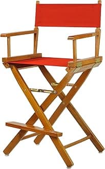 24" Director's Chair Honey Oak Frame-with Red Canvas, Counter Height