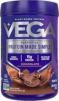 Vega Protein Made Simple Dark Chocolate (10 Servings) Stevia Free Vegan Protein Powder, Plant Based, Healthy, Gluten Free, Pea Protein for Women and Men, 9.6 Oz (Packaging May Vary)
