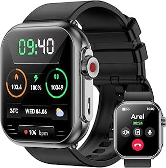 Smart Watch, 1.85" HD Screen Fitness Tracker, 1000mAh Battery 100-Day Standby Time, Heart Rate/Sleep Monitor, 110+ Sport Modes, IP68 Waterproof, Fitness Watch for Android/iOS(Black)