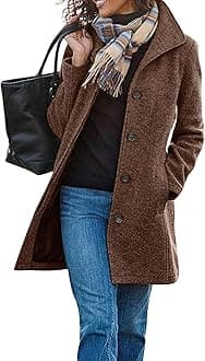 CHARTOU Women's Casual Thicken Wool Blend Stand Collar Single Breasted Pea Coat
