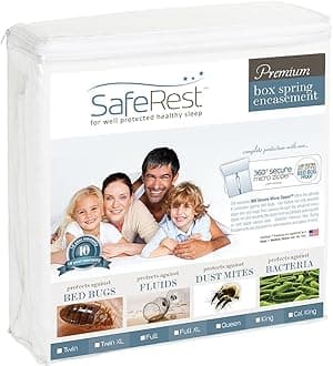 SafeRest Premium King 9" Thick Split Box Spring Encasement - Waterproof - Breathable, Noiseless and Vinyl Free - Fits Up to 9" - Split King