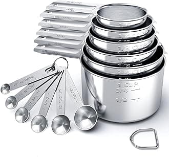 Stainless Steel Measuring Cups & Spoons Set, Cups and Spoons,Kitchen Gadgets for Cooking & Baking (12)