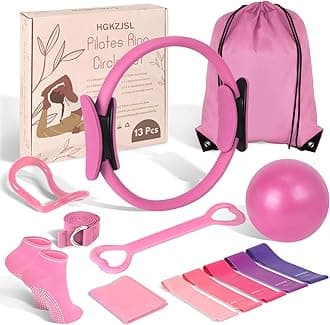 Home Pilates Essentials Kit for Women,Pilates Equipment Set with 9 Inch Yoga Ball,Figure 8 Resistance Band,Pilates Bands & Accessories,Pilates Ring and Ball Set for Beginners Home Workouts