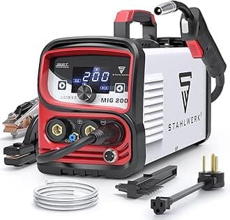 STAHLWERK MIG 200 Multi-Process Welder - 220V Flux Core Welder, IGBT Inverter, MIG/TIG/Stick 3-in-1, LED Digital Display Welding Machine with Overheat Protection