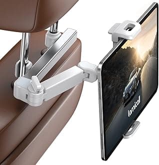 Lamicall Car Headrest Tablet Mount - [Stretchable Arm] 2025 Adjustable Car Tablet Holder, 360° Rotating Backseat Mount for Kids, for 2024 iPad Pro 11, Air 6, Mini, Tab, Phones, 4.7-11” Device - WhiteGlobal Recycled StandardGlobal Recycled StandardGlobal Recycled Standard