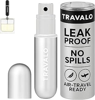 Classic HD Perfume Atomizer - Leak-Proof and TSA Approved for Air Travel - Reusable, Airtight, Easy-Fill Mini Pump Sprayer - Lightweight, Elegant Design w/Volume Window - Silver 0.17oz