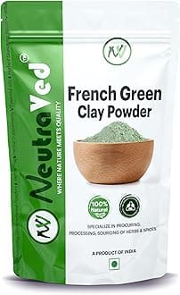 NeutraVed French Green Clay Powder | Your Pure and Natural Solution for Skincare, Face Scrubs, and Body Cleansers for All Skin Type | Reusable Stand-Up Zipper Pouch - 200g