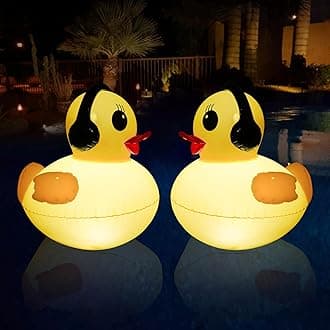 Floating Solar Pool Lights, 16 inch Waterproof Pool Lights that Float, Light up LED Pool Accessories, Glow Duck Pool Light, Inflatable Solar Floating Light for Pools,Pond,Hot tub,Party-2pcs