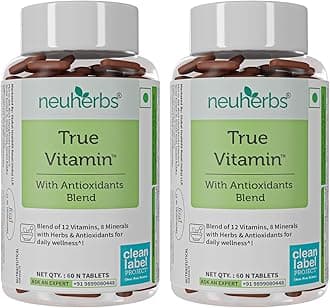 NeuherbsMultivitamin- 60 Tablets | True Vitamin For Men & Women With Korean Ginseng, Ginkgo Biloba, Vitamin C, D3, Zinc and 20 other nutrients for Energy,stamina, Strong Muscle, Strong Bones &