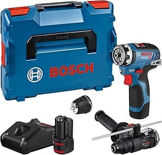 Bosch Professional 12 V System Cordless Drill GSR 12V-35 FC - FlexiClick System (Including 2X Batteries GBA 12V 3.0Ah, GAL 12V-40, 2X FlexiClick Attachments, Additional Handle, Depth Gauge, L-BOXX)