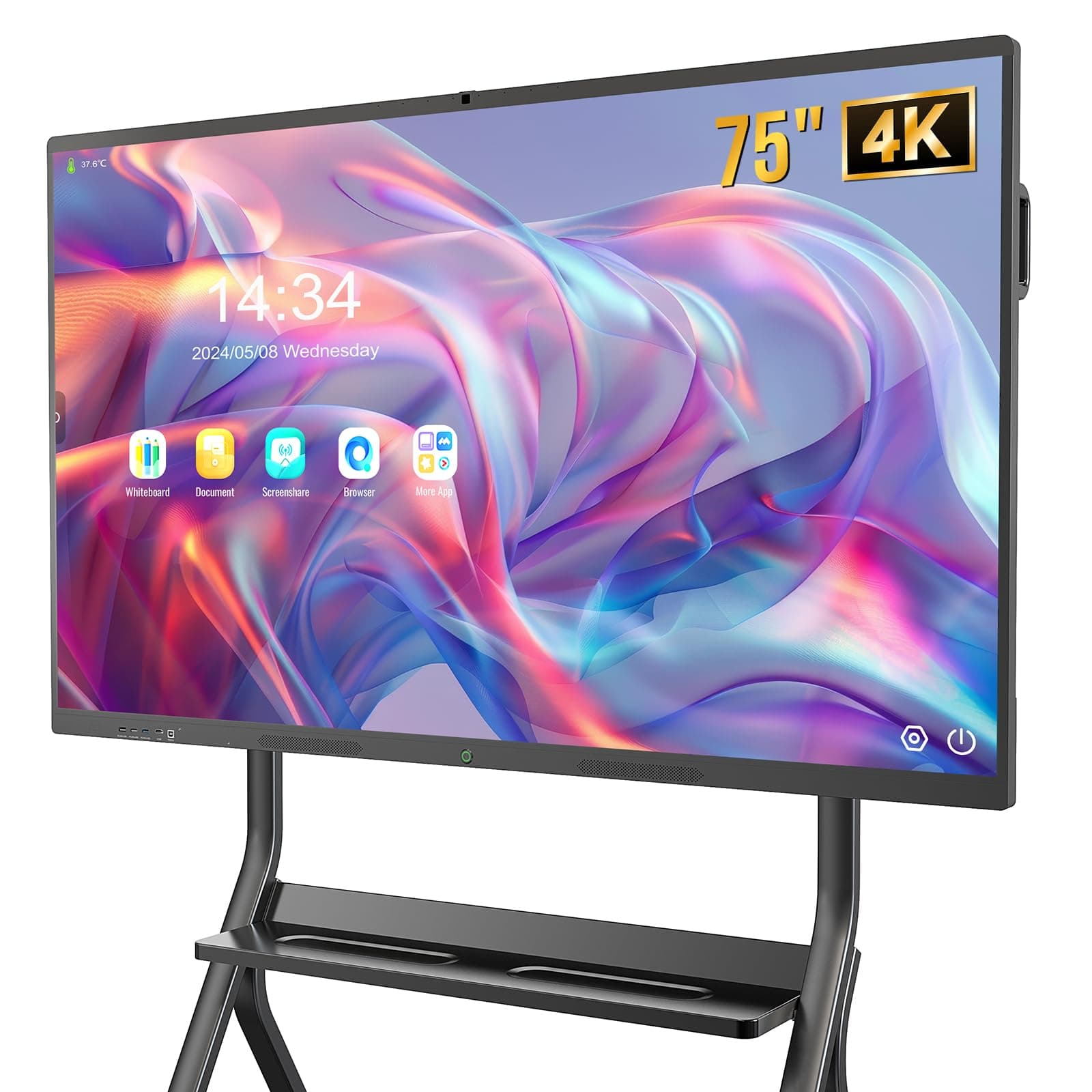 Smart Board,75 Inch Interactive Whiteboard 4K Touchscreen Built in Ultra High Definition Camera Open App Ecosystem, Digital Presentation Electronic Smart WhiteBoard for Classroom Home Office