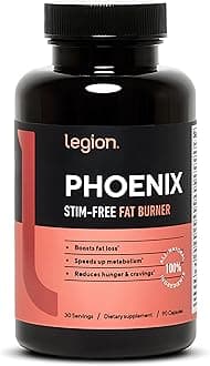 LEGION Phoenix Thermogenic Fat Burners & Weight Loss Pills - 30 Servings, 90 Capsules (Caffeine Free)