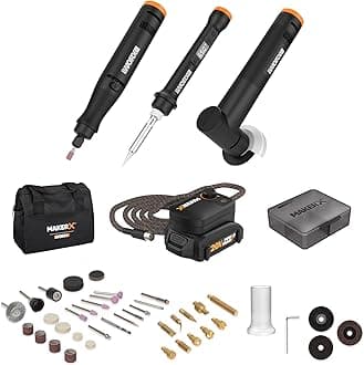 WX991L 20V MAKERX Combo Kit - Rotary Tool + Angle Grinder + Wood/Metal Crafting Tool