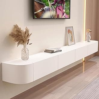 Modern Wall Mounted Floating TV Stand, Entertainment Unit, TV Console with Doors Drawers for Living Room, Bedroom (White, 240CM)